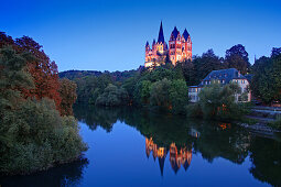 View over Lahn river to cathedral, Limburg, Hesse, Germany