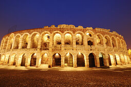 Illuminated amphitheatre, Verona, Veneto, Italy