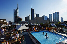 Summer lounge on the top level of a car park, Frankfurt am Main, Hesse, Germany