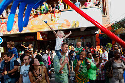 Football world cup final draw, 04.12.2009, fans celebrate the drawing of the first round, Long street, Capetown, Western Cape, South Africa, Africa