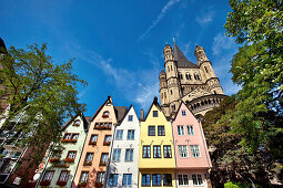 Fischmarkt and Great St. Martin Church, Old town, Cologne, North Rhine-Westphalia, Germany