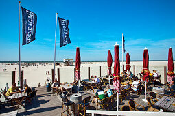 Restaurant at beach, St. Peter-Ording, Schleswig-Holstein, Germany