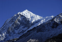 Der Mt. Pandim am Trek zum Gocha La in der Kanchendzönga Region, Sikkim, Himalaja, Nord Indien, Asien