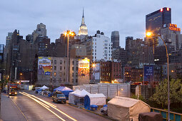 View towards Downtown Manhattan with Empire State Building, New York, New York City, North America, USA