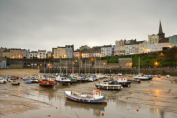 View of the town and harbour, Tenby, Pembrokeshire, Dyfed, Wales, Great Britain, United Kingdom, UK, Europe