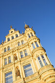 Old townhouse on the main square in Cesky Budejovice, South Bohemia, Sumava, Czech republic