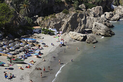 Blick über die Playa de Calahonda, Nerja, Andalusien, Spanien