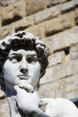 Kopf von David (von Michelangelo) auf der Piazza della Signoria, Florenz, Toskana, Italien