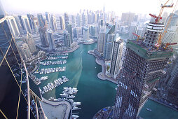 View at high rise buildings and Dubai Marina, Dubai, UAE, United Arab Emirates, Middle East, Asia