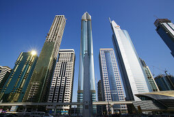Hochhäuser und Rose Tower in der Sheikh Zayed Road, Dubai, VAE, Vereinigte Arabische Emirate, Vorderasien, Asien