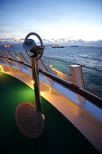 Binoculars on cruise ship AIDA Bella in the evening, Mediterranean Sea