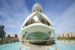 Opera at Ciudad de las Artes y las Ciencias, City of Arts and Sciences, designed by Santiago Calatrava, Valencia, Spain, Europe