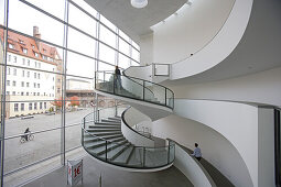 Staircase inside the Neues Museum for Art and Design, Nuremberg, Franconia, Bavaria, Germany