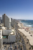 The Dan Hotel, the Tayelet seaside promenade and the beaches, looking south, Tel Aviv, Israel, Middle East