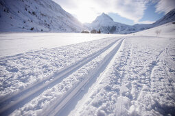 Cross-country ski run, Galtuer, Paznaun valley, Tyrol, Austria