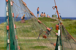 Fishing net hangs up to dry