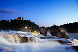 Rhine Falls near Schaffhausen in the evening, Laufen castle, High Rhine, Canton Schaffhausen, Switzerland, Europe