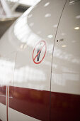 Sign on an airplane, Munich airport, Bavaria, Germany