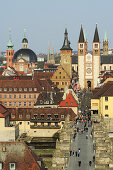 Alte Mainbruecke Bridge and old city of Wuerzburg, Wuerzburg, Bavaria, Germany