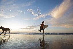 Surfer at beach, Istmo de la Pared, Fuerteventura, Spain