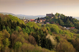 View to Lindenfels, Odenwald, Hesse, Germany