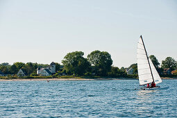 View over Baltic Sea to beach, Strande, Schleswig-Holstein, Germany