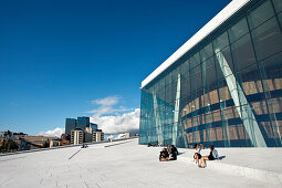 Blick vom Dach der Oper auf die Innenstadt, Operahuset, Oslo, Südnorwegen, Norwegen