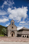 Gothic church from the 13th century, Iglesia de Santiago, Iglesia de los Peregrinos, Roncesvalles, Camino Frances, Way of St. James, Camino de Santiago, pilgrims way, UNESCO World Heritage, European Cultural Route, province of Navarra, Northern Spain, Spa