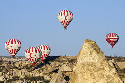 Ballonflug über dem Tal von Göreme, Kappadokien, Türkei
