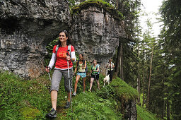 A group of women hiking, Reit im Winkl, Chiemgau, Upper Bavaria, Bavaria, Germany, Europe