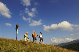 Wanderer auf der Winklmoos-Alm, Reit im Winkl, Chiemgau, Oberbayern, Bayern, Deutschland, Europa