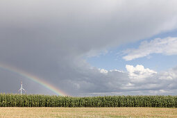 Windkraftanlage, Biebelried, Unterfranken, Bayern, Deutschland