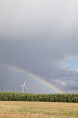 Windkraftanlage, Biebelried, Unterfranken, Bayern, Deutschland