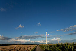 Windkraftanlagen, Biebelried, Unterfranken, Bayern, Deutschland