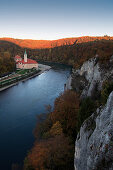 Blick auf die Donauschleife am Kloster Weltenburg, Donau, Bayern, Deutschland