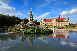 Fountain at the palace gardens, Weikersheim, Tauber valley, Romantic Road, Baden-Wurttemberg, Germany