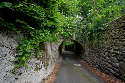 Deserted alley with tunnel, Le Puy-en-Velay, Haute Loire, Southern France, Europe