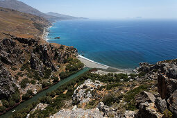 Palmenstrand von Preveli, Finikas, Präfektur Rethymno, Kreta, Griechenland