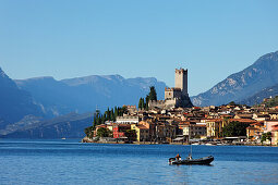 Boat, Scaliger Castle, Malcesine, Lake Garda, Veneto, Italy