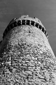 Wehrturm mit Burgzinnen, Castell Montebello, Bellinzona, UNESCO Weltkulturerbe Bellinzona, Tessin, Schweiz, Europa