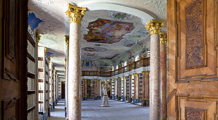 Interior view of the old library, Ottobeuren Abbey, Ottobeuren, Bavaria, Germany, Europe