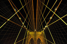 Brooklyn Bridge at night, New York City, New York, USA, North America, America