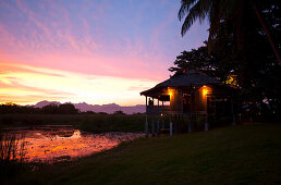 Blick über die Lagune bei Sonnenuntergang, Bon Ton Resort, Lankawi Island, Malysia, Asien