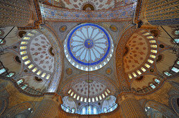 Vault inside of the Blue Mosque, Istanbul, Turkey, Europe