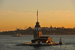 Leander Tower at sunset, Istanbul, Turkey, Europe