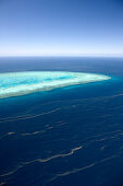 Heron Island with platform reef from above, cords of the coral spawning, Great Barrier Reef Marine Park, UNESCO World Heritage Site, Queensland, Australia