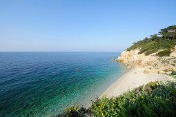 Mediterranean bay with beach, Portoferraio, Elba Island, Tuscany, Italy