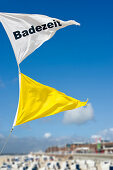 Pennants at beach, Westerland, Sylt, Schleswig-Holstein, Germany