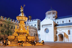 Piazza Duomo with Fountain of Neptune, Trento, Trentino, Alto Adige, Italy