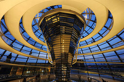 Interior view of the Reichstag Dome in the evening, Mitte, Berlin, Germany, Europe